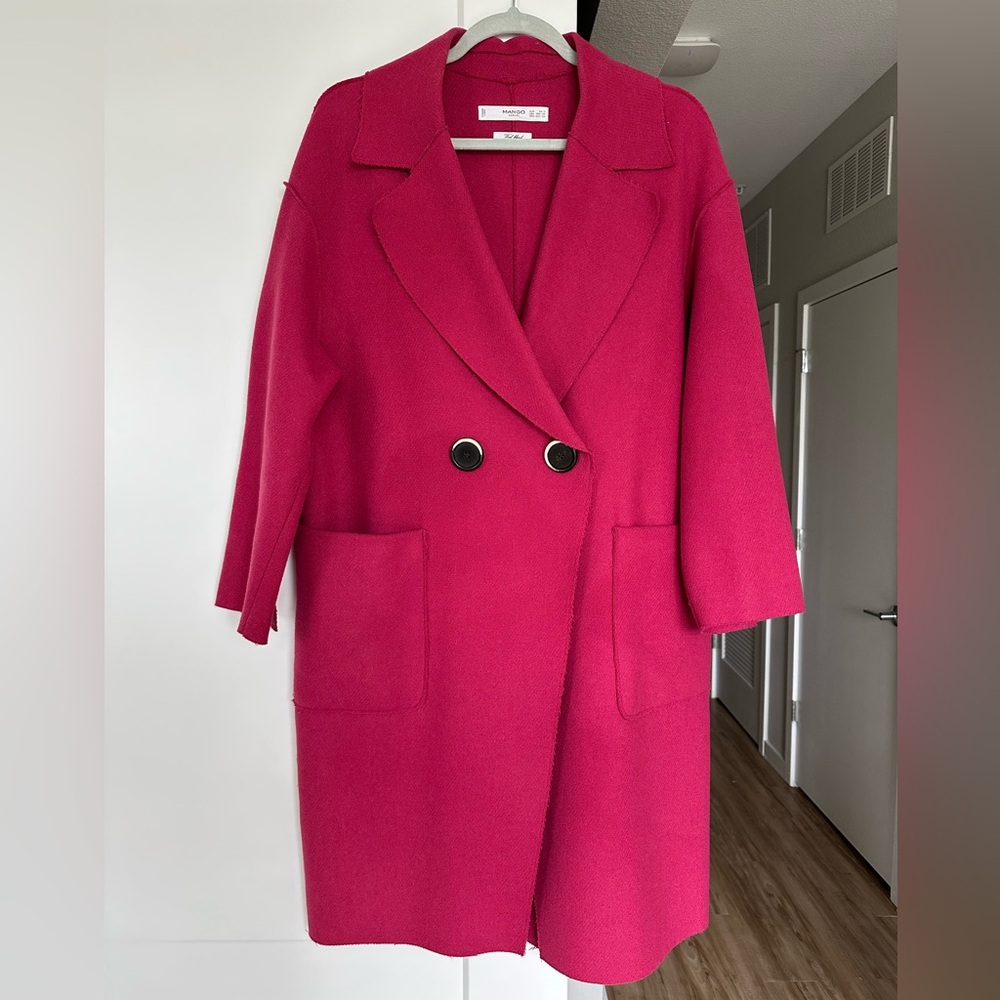 Mango Wool Pink Women's Coat